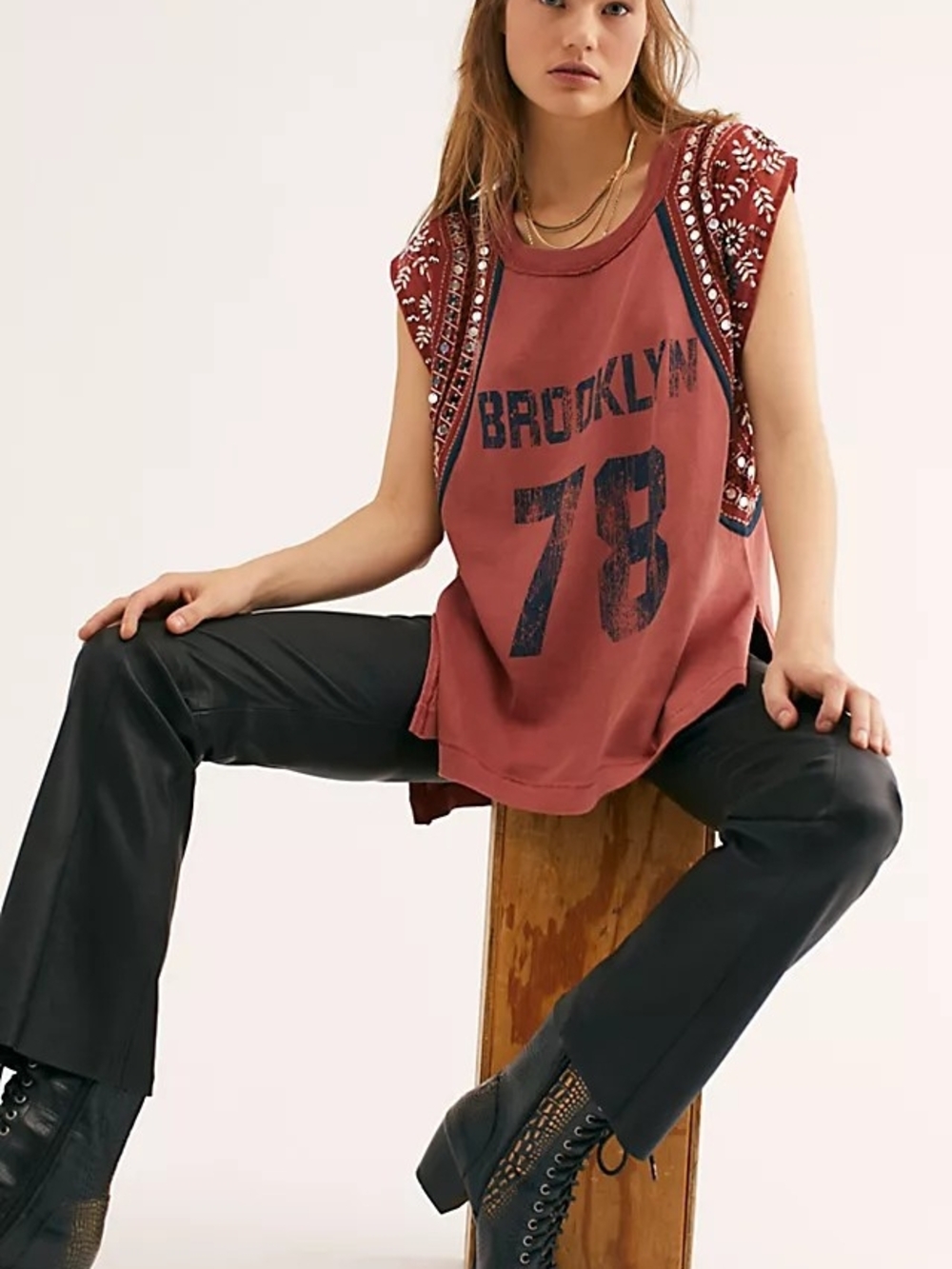 We The Free Summer Nights People Rust Graphic 'Brooklyn 78' Short Sleeve Tee